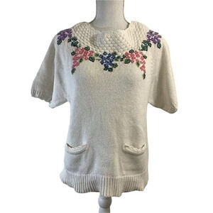 Vintage Herman Geist Hand Embroidered Linen Cotton Sweater